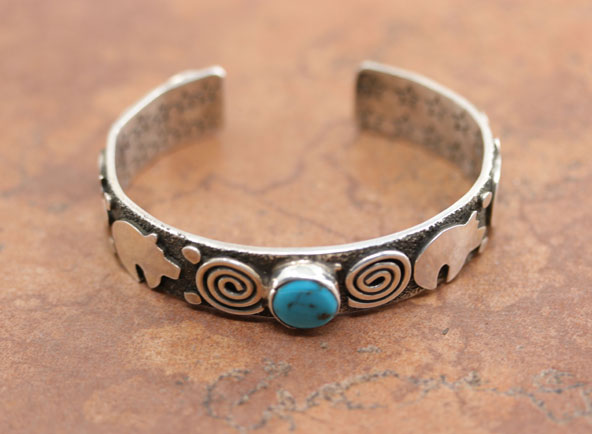 Navajo Silver Turquoise Bracelet by Alex Sanchez