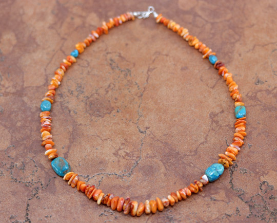 Navajo Spiny Oyster Heishi Nugget Necklace