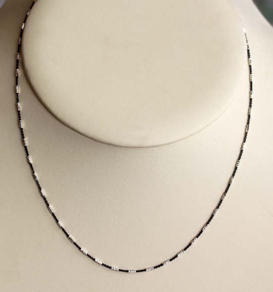 925 20 Inch Long Black and White Sterling Silver Chain