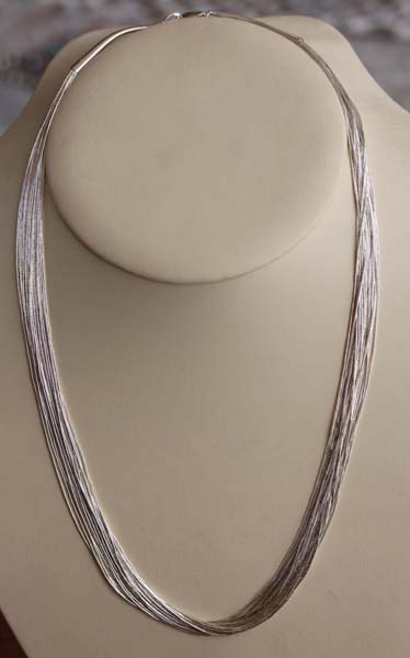 Beaded Liquid Silver 50 Strand Necklace