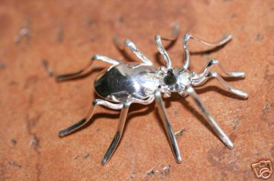 Navajo Indian Silver Spider Pin by E. Spencer