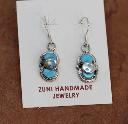 Zuni Turquoise Earrings by E Calavaza