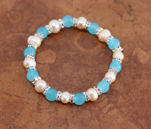 Beaded Freshwater Pearl Stretch Bracelet