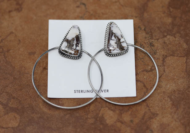 Navajo Silver Wild Horse Hoop Earrings