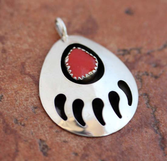 Navajo Silver Bear Paw Pendant