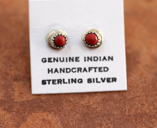 Navajo Sterling Silver Coral Earrings