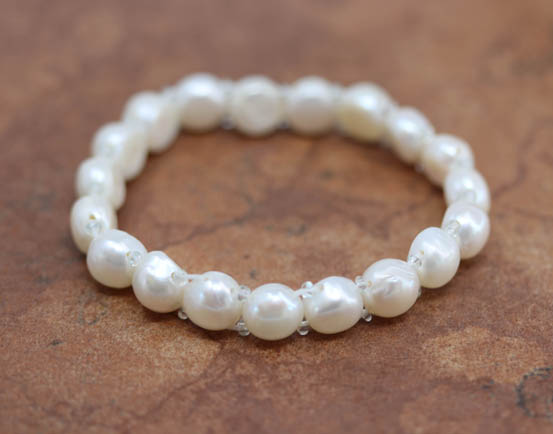 Beaded Freshwater Pearl Stretch Bracelet