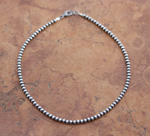 Navajo Pearl Silver Beaded Choker Necklace