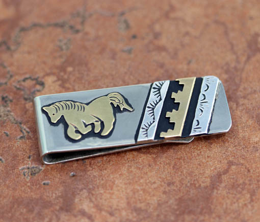 Navajo Silver Gold Horse Money Clip