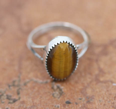 Navajo Silver Tiger Eye Ring Size 6