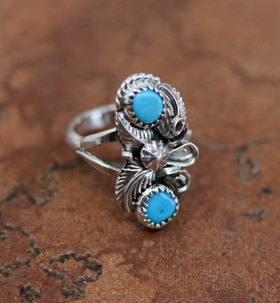 Navajo Silver Turquoise Ring Size 6 1/2