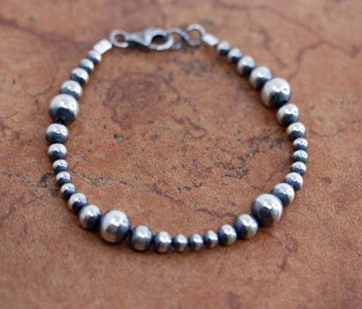 Navajo Pearl Style Silver Beaded Bracelet