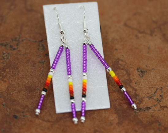 Navajo Silver Purple Beaded Earrings
