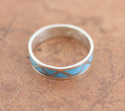Zuni Silver Turquoise Ring Size 12