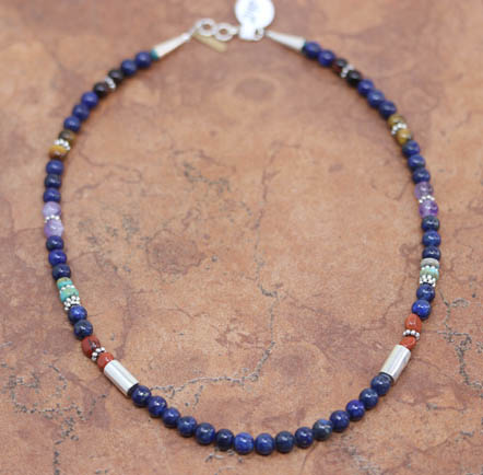 Navajo Silver Lapis Necklace By Singer