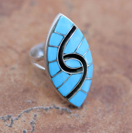 Zuni Silver Turquoise Ring Size 6 1/2