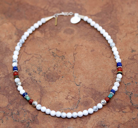 Navajo Silver Howlite Necklace By Singer