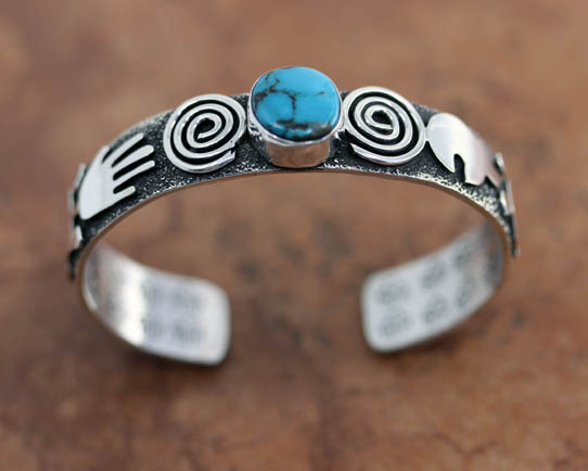 Navajo Silver Turquoise Bracelet by Alex Sanchez