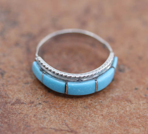 Zuni Silver Turquoise Ring Size 5 1/4