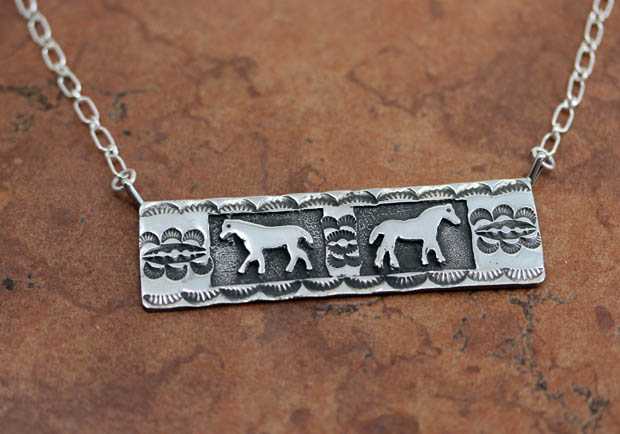 Navajo Silver Horse Necklace
