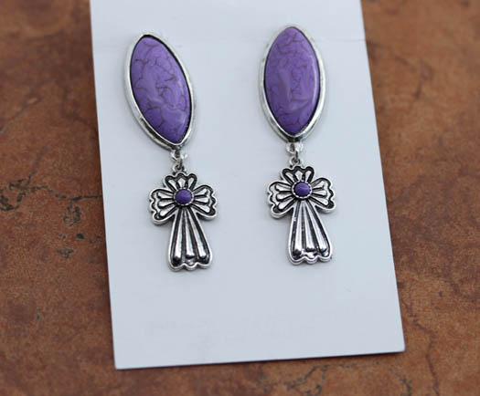 Purple Sugilite Cross Earrings