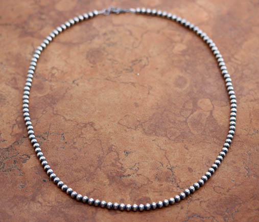 Navajo Pearl Silver Beaded Choker Necklace