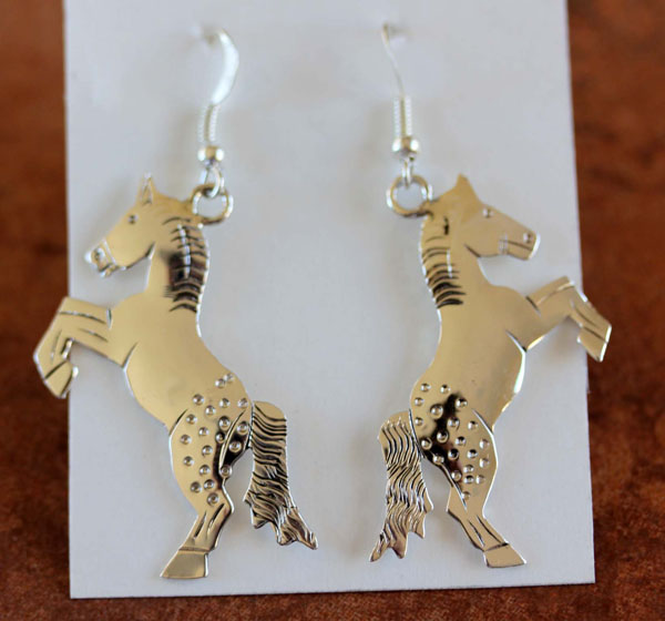 Navajo Sterling Silver Horse Earrings by F Yazzie