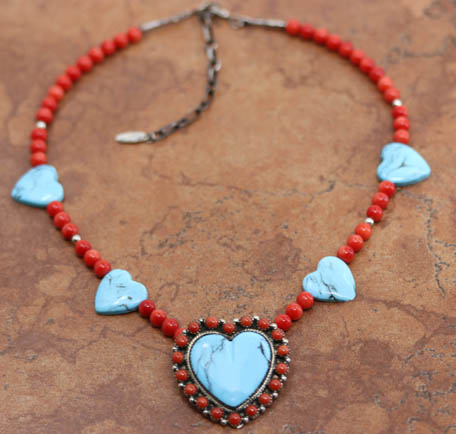 Navajo Turquoise Nugget Heart Necklace
