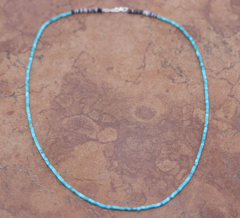 Santo Domingo Silver Turquoise Heishi Necklace