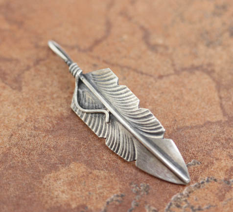 Navajo Silver Feather Pendant