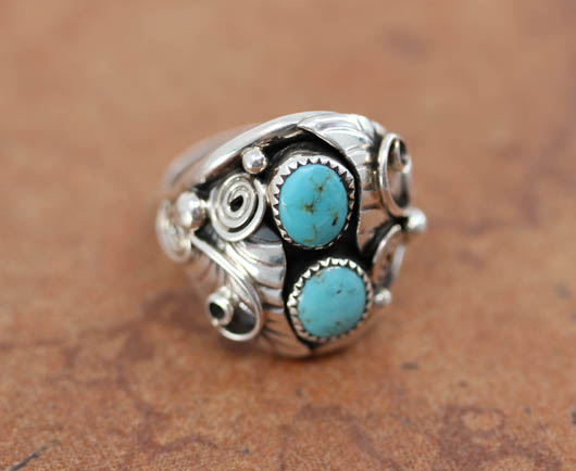 Navajo Silver Turquoise Ring Size 9 1/2