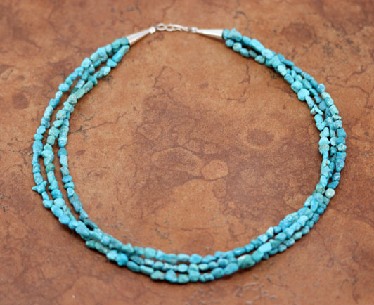 Navajo 3 Strand Turquoise Nugget Necklace