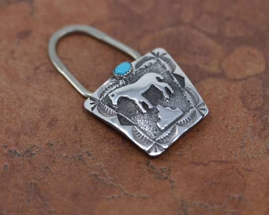 Navajo Silver Horse Turquoise Key Chain