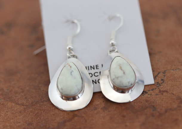 Navajo Silver Lemon Gaspeite Earrings by Wilson