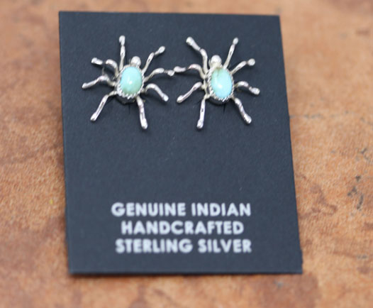 Navajo Silver Turquoise Spider Earrings