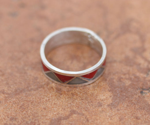 Navajo Silver Multi_Stone Wedding Ring Size 7 1/2