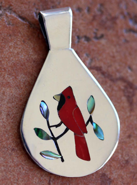 Zuni Native American Inlay Bird Pendant by SC Edaakie