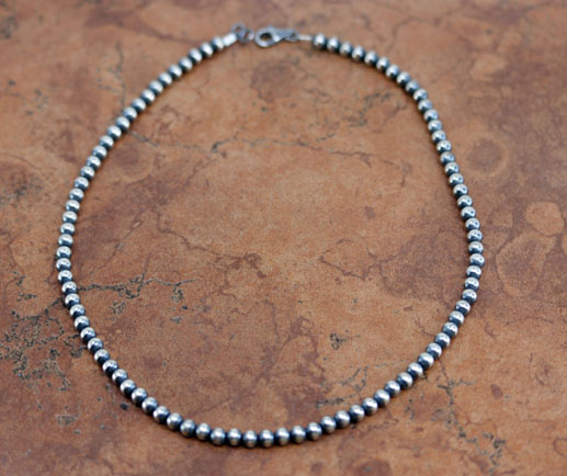 Navajo Pearl Style Silver Beaded Necklace