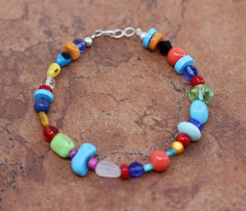 Navajo Silver Nugget Beaded Bracelet