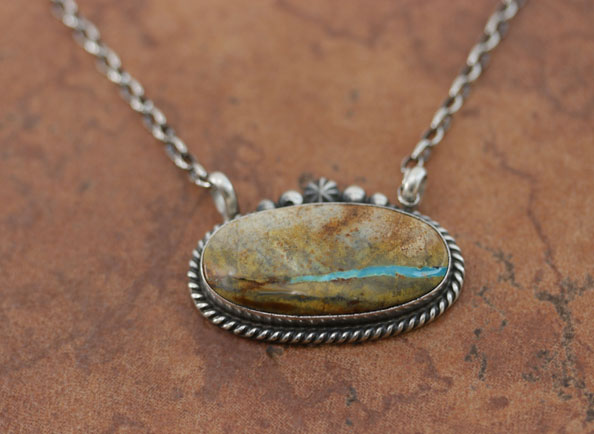Navajo Silver Boulder Turquoise Necklace