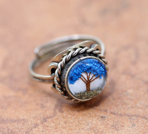 Steel Tree of Life Adjustable Ring Size 6_9