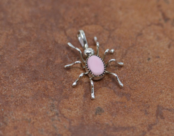 Navajo Silver Pink Quartz Spider Pendant