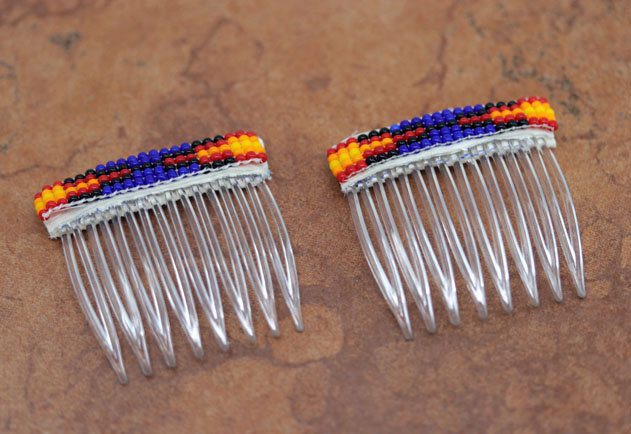 Navajo Children's Beaded Hair Barrette Comb Set of 2