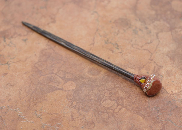 Wooden Goldstone Hair Pin Stick