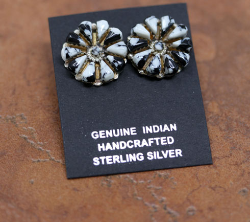 Navajo Sterling Howlite Cluster Earrings