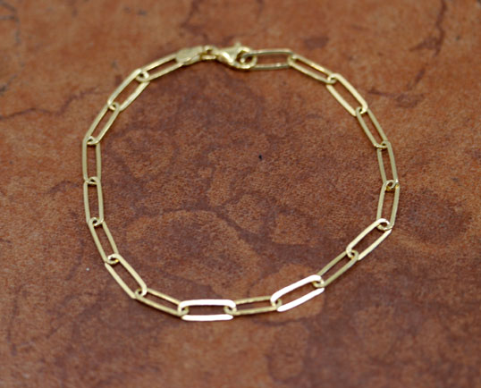 Silver Gold Overlay Paper Clip Chain Link Bracelet