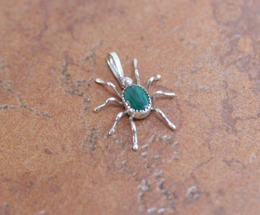 Navajo Silver Malachite Spider Pendant