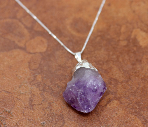 Amethyst Crystal Pendant with Silver Chain