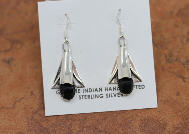 Navajo Silver Onyx Earrings by Yazzie