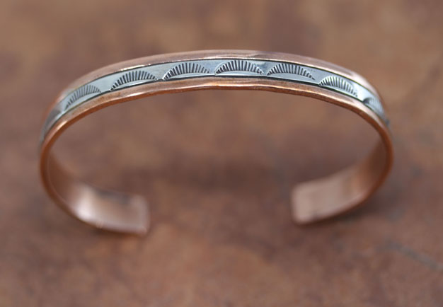 Navajo Copper Silver Cuff Bracelet